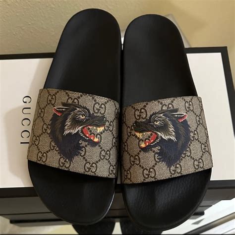 gucci slides wolf head